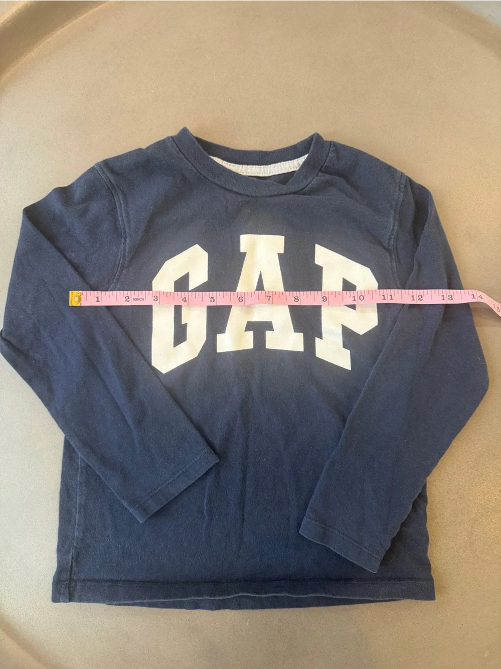 GAP Navy and White Long Sleeve Logo Tee